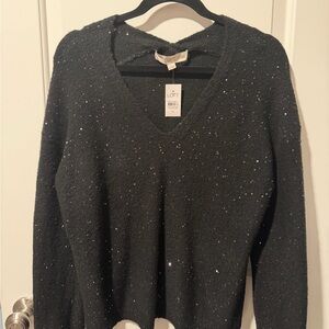 LOFT Women's V-Neck Sweater with Sparkle
